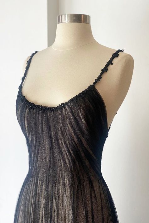 Dress With Beads, Couture Gown, Vintage Black Dress, Silk Tulle, Vintage Couture, Black Tulle, Silk Gown, Couture Gowns, Silk Charmeuse