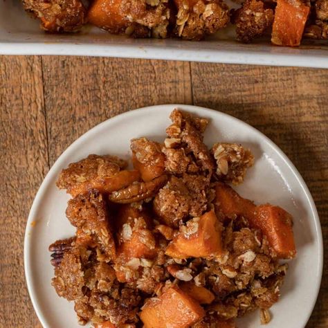 Ultimate Apple Crisp Recipe [+VIDEO] - Dinner, then Dessert Sweet Potato Crisp Recipe, Sweet Potato Crisp, Budget Friendly Dinner Recipes, Sweet Potato Crisps, Apple Crisp Topping, Easy Apple Crisp Recipe, Dinner Then Dessert, Potato Muffins, Sweet Potato Muffins