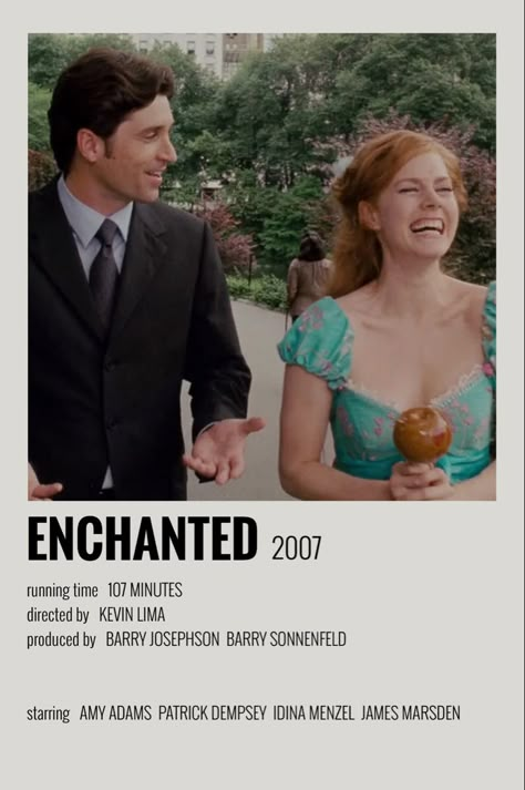 Enchanted 2007, Romance Movie Poster, Polaroid Movie Poster, Movie Character Posters, Romcom Movies, Movie Hacks, Iconic Movie Posters, Movie To Watch List, Film Posters Minimalist