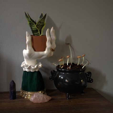 Witch hand candle holder and witchy vibes, photo by frecklesandpumpkins on Instagram Goth Candle Holder, Swamp Goth, Hand Candle Holder, Goth Candles, Crafty Witch, Gothic Bedroom, Witch Hands, Witchy Aesthetic, Witch Diy