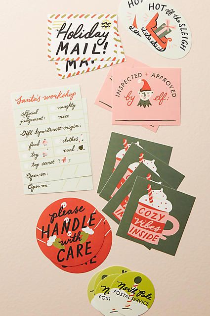 Anthropologie Assorted Gifting Tag & Sticker Set Papers Design, Figgy Pudding, Xmas Tags, Tag Sticker, Content Design, 카드 디자인, Christmas Inspo, Holiday Stickers, Christmas Packaging