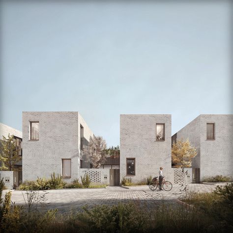 Architectural visualisations on Instagram: “Check the latest animation created by @estefaniaquevedom . Project Elland Road by @detail.architects #animation #dog #morning #day…” Modern Townhouses Architecture, Townhome Architecture, Collective Housing Architecture, Townhouses Architecture, Modern Terrace House, Townhouse Architecture, Social Housing Architecture, Elland Road, Timber Stair