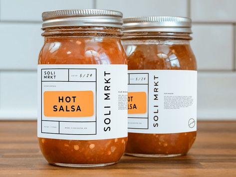 Salsa Packaging, Sauce Branding, Salsa Jar, Canned Veggies, Chilli Oil, Jar Packaging, Branding Ideas, Jar Labels, Bbq Sauce