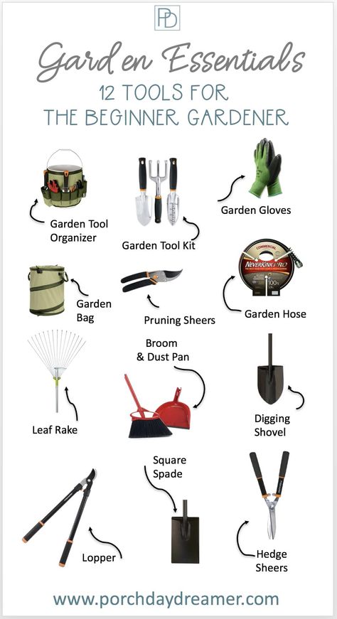 Do you have a new home and garden, but no idea of what garden tools you need. Here are the 12 must have garden tools for the beginner landscaper and garden. Plus some upgraded tools for landscaping if you have been doing this a while! #gardentools #beginnergardener #gardenideas #newtogardening Recycled Planters, Easy Landscaping, Backyard Sheds, Small Outdoor Spaces, Landscaping Tips, Garden Borders, Gardening Supplies, Gardening Tools, Landscape Trees