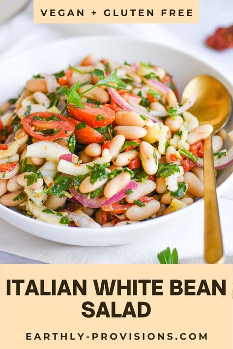 White Bean And Kale, Cannellini Bean Salad, Vegan Italian Recipes, Cannellini Bean, Healthy Italian, White Bean Salad, Bean Salad Recipes, Vegan Salad Recipes, Cannellini Beans