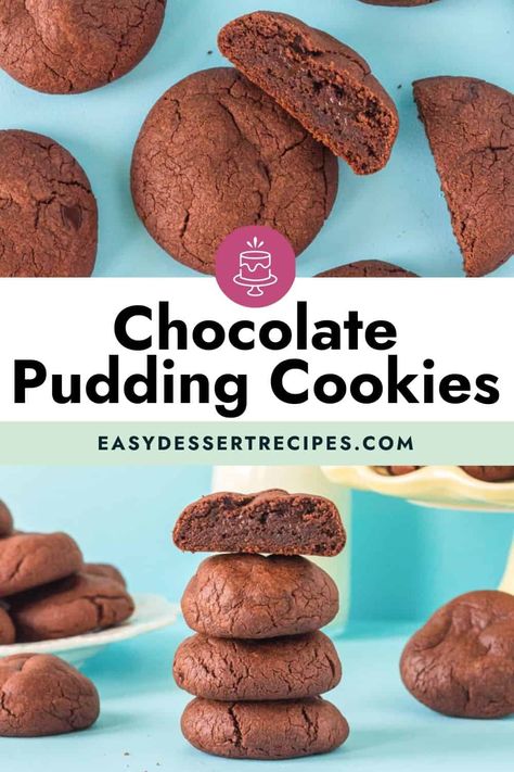 Fall Desserts Thanksgiving, Chocolate Pudding Cookies, Easy Chocolate Pudding, Pudding Cookies Recipes, Chocolate Pudding Desserts, Raw Cookie Dough, Sugar Free Pudding, Easy Dessert Recipes, Pudding Cookies