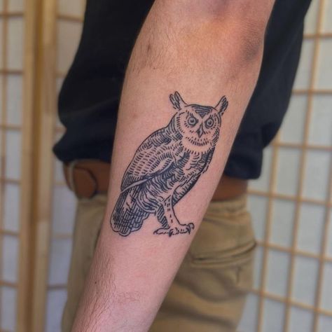 Coyote Tattoo, Island Tattoo, Woodcut Tattoo, Native Tattoos, L Tattoo, Moth Tattoo, Hand Poked Tattoo, Great Horned Owl, Owl Tattoo