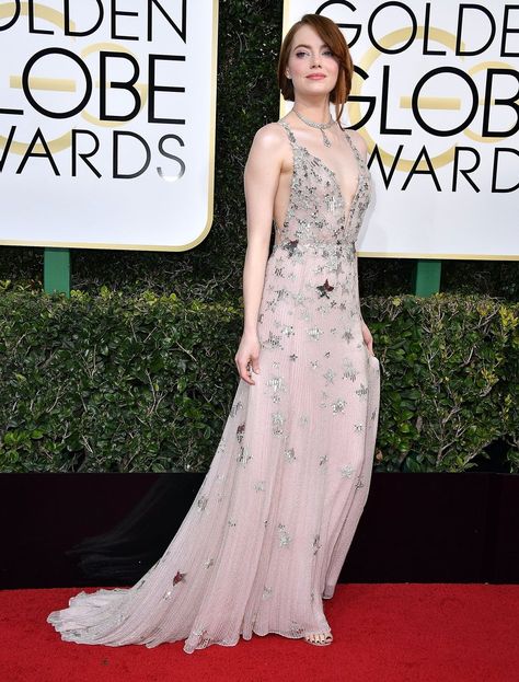 Emma Stone Golden Globes 2017, Emma Stone Golden Globes, Celestial Gown, Emma Stone Red Carpet, Golden Globes Dresses, Golden Globes 2017, Golden Globes Red Carpet, Valentino Dress, Golden Globe