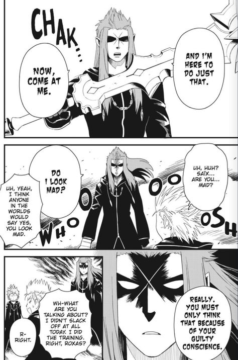 I love/hate Saïx in this manga Saix Kingdom Hearts, Sokai Kingdom Hearts, Riku Kingdom Hearts Manga, Kingdom Hearts Funny Comics, Kingdom Hearts Sea Salt Trio, Kingdom Hearts Gummi Ship, Magical Art, Kingdom Hearts, Video Games