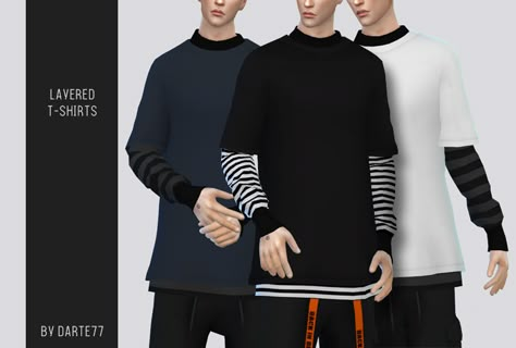 Layered T-Shirts - Darte77 Male Sims, Sims 4 Men Clothing, Outfit Male, Layer Clothes, Sims 4 Male Clothes, Layered Outfit, Men's Shirts And Tops, Sims 4 Dresses, Sims 4 Mm