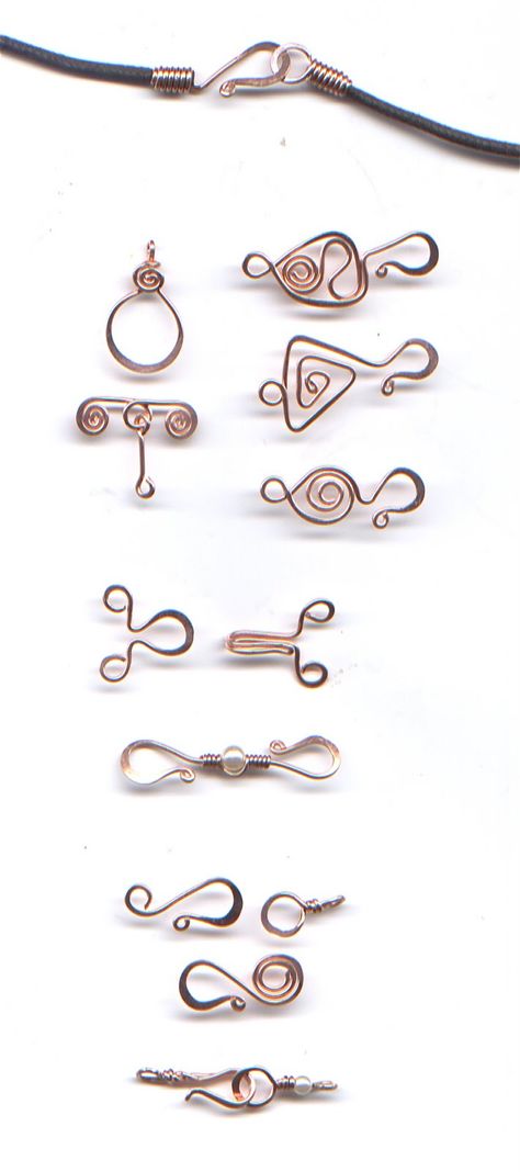 Wire clasp inspiration plus a free tutorial for an egyptian spiral clasp: The WireWorkers Guild Wire Clasp, Bijoux Fil Aluminium, Wire Work Jewelry, Jewelry Clasps, Jewelry Techniques, Work Jewelry, Jewelry Making Tutorials, Diy Schmuck, Beads And Wire