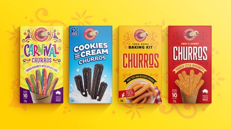 Relax Design's Creative Packaging for Spanish Doughnuts' New Churros Line - World Brand Design Society Churro Packaging, Creative Packaging, Design Student, Food Industry, Food Packaging, Digital Graphics, Design Agency, Photography Products, Brand Design