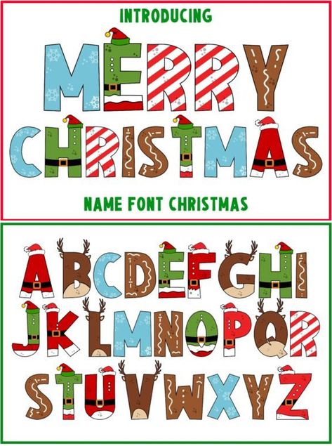 Christmas Font Merry Christmas Alphabet Letters, Christmas Alphabet Letters Printable, Christmas Lettering Alphabet, Christmas Lettering Fonts, Christmas Letters Alphabet, Merry Christmas Fonts, Christmas Letter Ideas, Christmas Fonts Alphabet, Merry Christmas Lettering