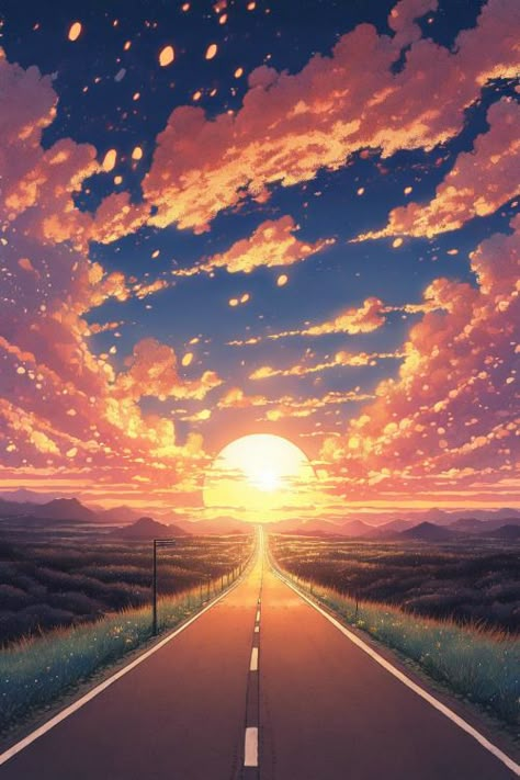 Lonesome Highway Sunset Check more at https://paintlyx.com/lonesome-highway-sunset/ Highway Aesthetic, Road Into Sunset Painting, Car Driving Into Sunset Painting, Road Drawing, Unreal Road Sunset Video, Sunrise Car Ride, Sunset Car Ride, Sunset Road, Road Painting