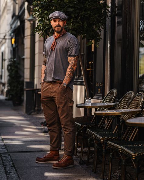 Workcore Outfit Man, Red Wings Outfit, Heritage Style Men, Copenhagen Autumn, Black Men Casual Style, Men's Summer Outfits, Summer Outfits For Men, Red Wing Style, Look 2023