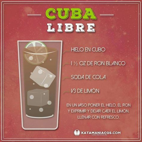 Cuba Libre - Bebida Cuban Cuisine, Happy Hour Drinks, Summertime Drinks, Michelada, Sanya, Fruit Drinks, Drinks Alcohol Recipes, Frozen Drinks, Recipes From Heaven