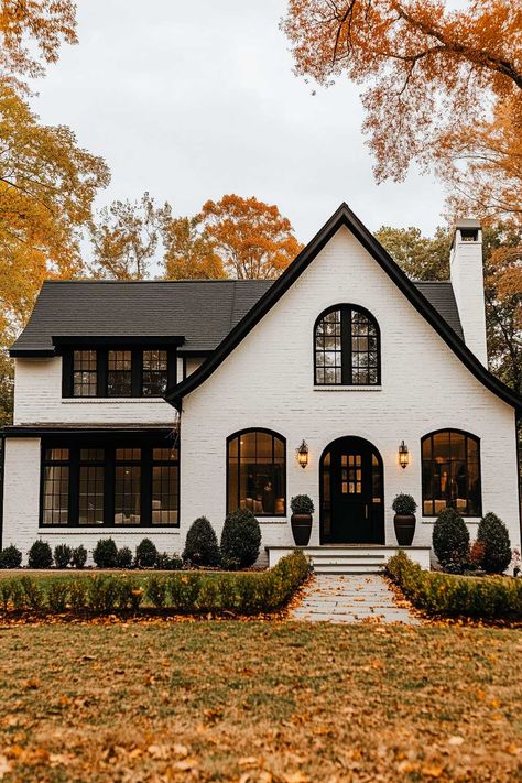 25+ Fall House Exterior Inspirations Midwest House Exterior, Witchy House Exterior Modern, Fall Homes Exterior, Two Story Ranch House Exterior, Exterior Craftsman Homes, New Build Exterior Ideas, Mystical House Exterior, Tutor Style Home Exterior, Vintage House Aesthetic Exterior