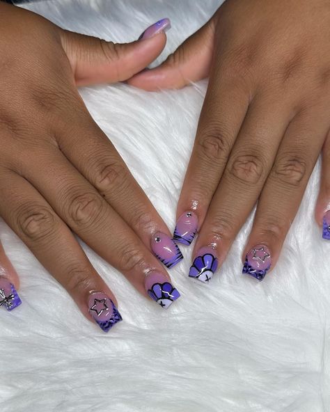 Purple KAWS set💜🖤🩶 Purple Kaws Nails, 19th Birthday, Birthday Nails, Instagram Icons, Purple, Nails, Instagram