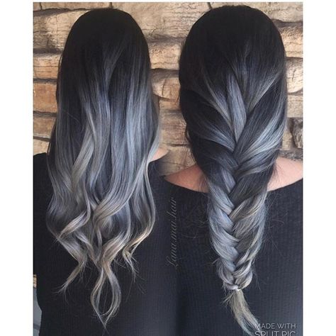 G R E Y @lana.mai.hair Gray Hair Color Ombre, Long Grey Hair, Grey Ombre Hair, Gray Balayage, Granny Hair, Platinum Hair, Ombré Hair, Balayage Hair Blonde, Grey Hair Color