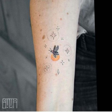 Firefly Tattoo, Night Tattoo, Flying Tattoo, Party Tattoos, Bug Tattoo, Insect Tattoo, Cute Small Tattoos, Cute Tattoos For Women, 1 Tattoo