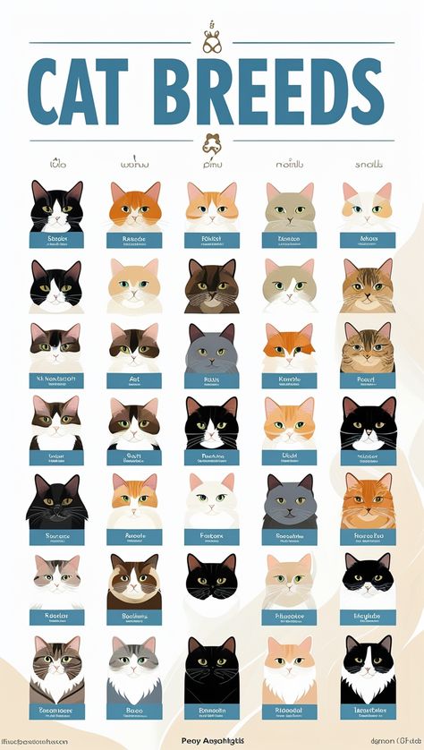 This Cat Breeds photographic print showcases a beautifully curated selection of the most popular and unique felines. Perfect for cat lovers, this high-quality print captures the charm and diversity of different Cat Breeds in stunning detail. Whether for home décor or a gift, this Cat Breeds photographic print is a must-have for any cat enthusiast! Cat Facts, Cat Breeds, Photographic Print, Feline, Cat Lovers, High Quality, Beauty