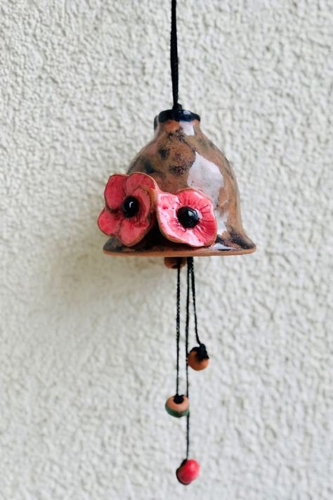 Floral Ceramic Bell, Wind Chimes Bells, backyard decor, Garden bells, Farmhouse Wall Decor, Ceramic Wall Art Flowers, christmas gift Bell Wind Chimes, Garden Bells, Wall Art Flowers, Ceramic Bell, Hanging Bell, Ceramic Wall Art, Host Gifts, Art Flowers, Farmhouse Wall Decor