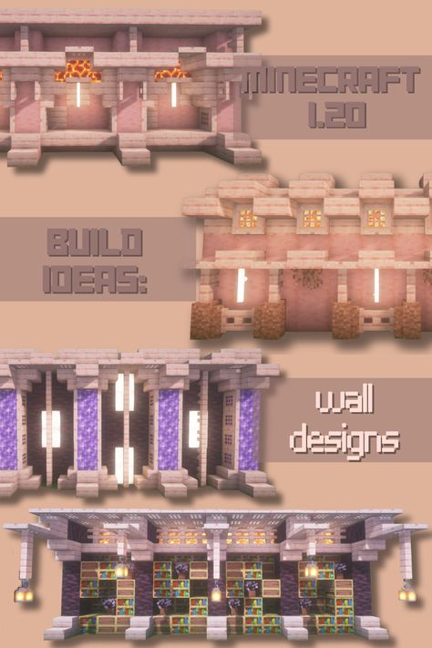 Minecraft Wall Inspiration, Minecraft Floor And Wall Combos, Cute Minecraft Archway, Minecraft Quartz Wall Designs, Cherry Walls Minecraft, Minecraft Banner Designs Letters, Cherry Blossom Windmill Minecraft, Minecraft Wall Builds, Minecraft Village Ideas Cherry Blossom