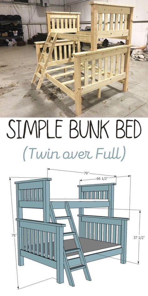 Diy Bunk Beds Plans, Twin Over Full Bunk Beds, Pallet Bunk Beds, Bunk Bed Plan, Bunk Bed Plans, Queen Bunk Beds, Double Bunk Beds, Diy Bunk Bed, Twin Over Full Bunk Bed