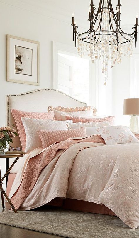 Blush Pink Bedding Comforter Color Schemes, Blush And Ivory Bedroom, Blush And Tan Bedroom, Blush Comforter Bedroom Ideas, Rose Pink Bedding, Beige And Blush Bedroom, Blush And Taupe Bedroom, Blush Bedding Bedroom Ideas, Blush And Gray Bedroom