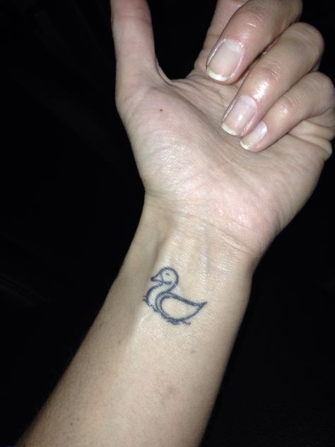 Duck tattoo. getting this on my hip maybe? Duck Tattoo Ideas, Otter Tattoos, Duck Hunting Tattoos, Tattoo For Baby Girl, Duck Tattoos, Hunting Tattoos, Small Matching Tattoos, Small Wrist Tattoos, Dad Tattoos