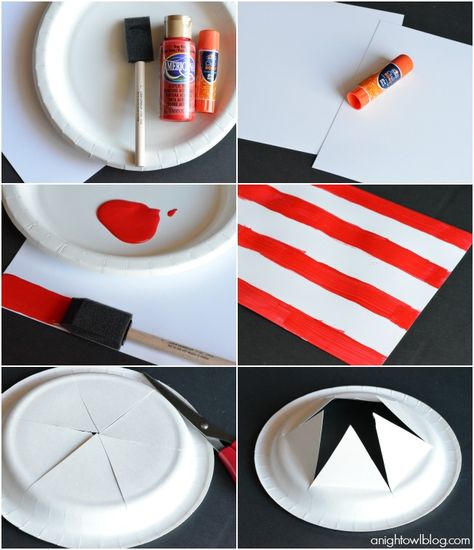 Cat I The Hat Costume Diy, Easy Cat In The Hat Costume Diy, Diy Cat In The Hat Hat, Diy Dr Seuss Hat, Cat In The Hat Diy, Cat In The Hat Hat, Celebrate Dr Seuss Birthday, Paper Plate Hats, Cat In The Hat Costume