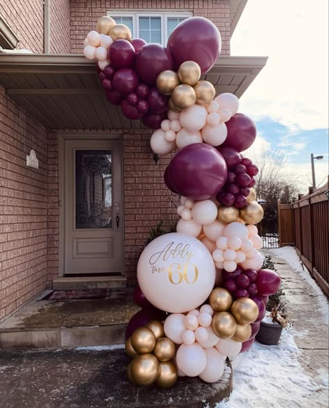 Rose Gold And Burgundy Balloon Garland, Wine Balloon Garland, Wine Balloon Decorations, Maroon Balloon Garland, Burgundy Balloon Arch, Burgundy Balloon Garland, Burgundy Balloons, Wedding Anniversary Party Decorations, Deco Ballon