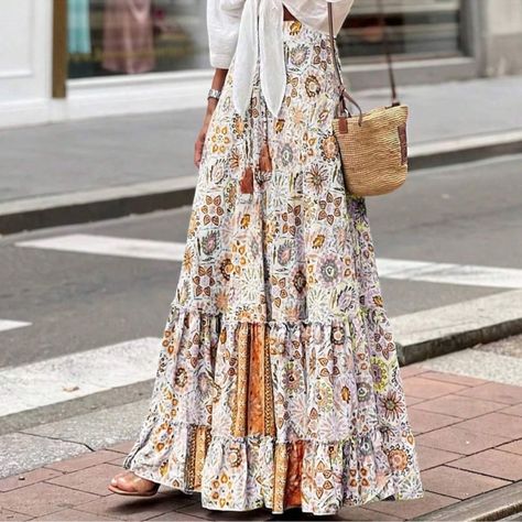 Boho maxi skirt outfit