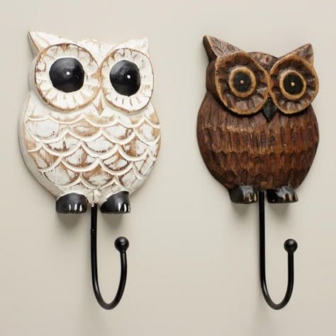 One of my favorite discoveries at WorldMarket.com: Wood Owl Hooks, Set of 2 Owl Bathroom Decor, Owl Room Decor, Owl Kitchen Decor, Owl Bathroom, Owl Room, Owl Kitchen, Hanging Items, Owl Nursery, Wood Owls