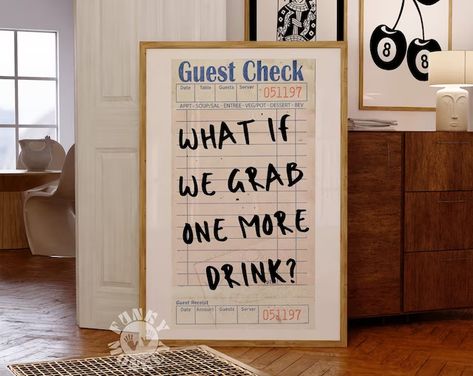 Guest Check Print, Bathroom Art Printables, Retro Bar Cart, Pretty Wall Art, Bar Cart Print, Girly Print, Youre Like Really Pretty, Guest Check, Bar Cart Art