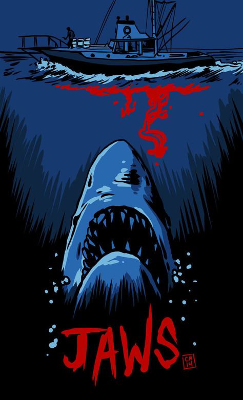 Jaws Art, Jaws Painting, Jaws On The Water, Jaws Poster Art, Jaws Film, Jaws Movie Poster, Jaws Movie, Shark Art, Horror Movie Icons