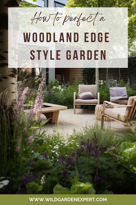 This type of garden is designed to mimic the natural transition between a forest and an open meadow or field, creating a habitat for a variety of wildlife and providing an organic, peaceful feel to your outdoor space. Whether you’re a seasoned gardener or a beginner, designing a woodland edge garden can be a rewarding experience. In this post, we’ll cover some tips and ideas for planning and creating a woodland edge style garden that you can enjoy for years to come. Modern Woodland Garden, Cabin Garden Ideas Landscaping, Woodland Landscaping Ideas Backyards, Natural Woodland Garden, Woodland Gardens Backyard, Small Woodland Garden Ideas, Landscaping In Wooded Area, Woodland Garden Design Layout, Meadow Garden Landscaping