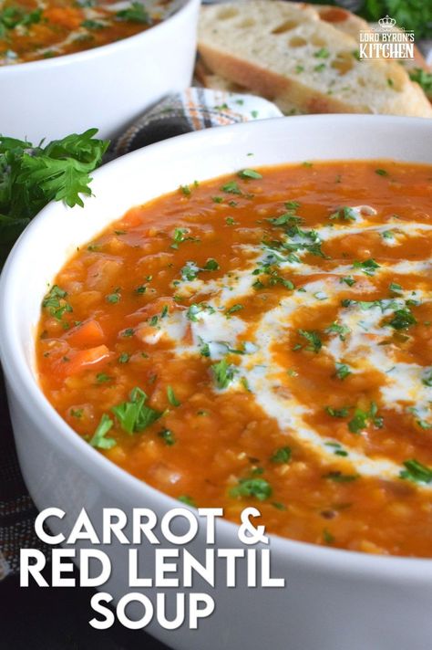 Carrot And Red Lentil Soup, Lentil Soups, Red Lentil Soup Recipe, Carrot And Lentil Soup, Soup And Stew Recipes, Lentil Soup Recipes, Red Lentil Soup, Lentil Recipes, Soup And Stew