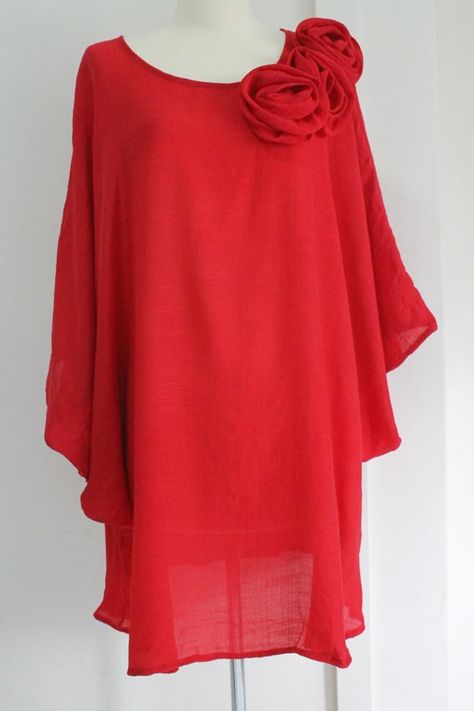 Casual/formal Red Plus Size 1XL 2XL 3XL 4XL Lightweight Top - Etsy Singapore Plain Top Designs, Over 60 Fashion, Red Chiffon, 60 Fashion, Plain Tops, Lightweight Tops, Feminine Design, Red Top, Bohemian Chic