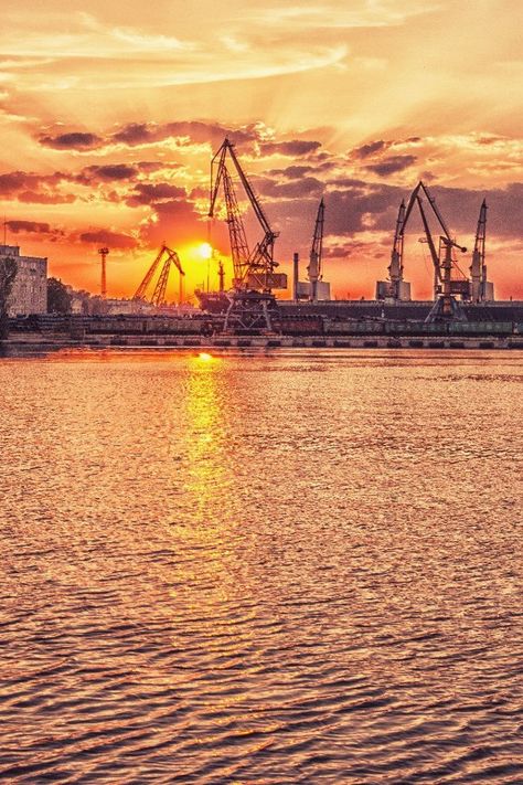 Port of Odessa, Ukraine. #Odessa #Ukraine #sky #sunset #sea #Ukraine Odessa Sea, Last Minute Vacation Deals, Ukrainian Culture, Disney Travel Agents, Disney Vacation Planner, Invisible Cities, Best Travel Backpack, World Most Beautiful Place, Forever Red