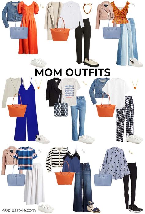 Outfits for mom - what to wear as a mom on the go - 40+style Older Mom Outfits, Mum Outfits Mom Style, Mom Outfits Casual Mommy Style, College Tour Outfit, Working Mom Outfits, Moms Outfit, Mum Outfits, Outfit Ideas For Moms, Outfits For Mom