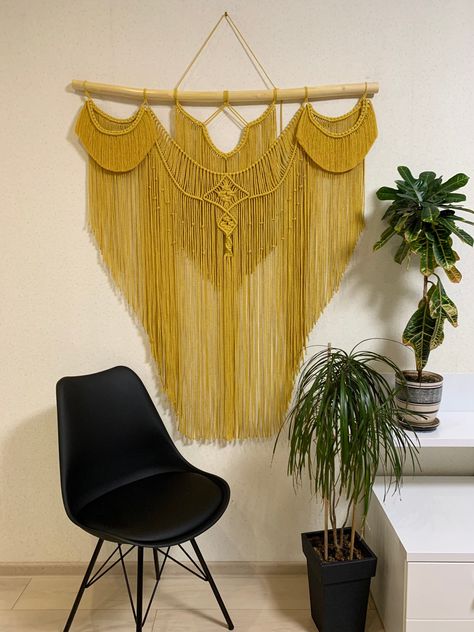 Shop my sale: 10% off. #etsy #magicknitshop #etsyfinds #etsygifts #etsysale #shopsmall #etsycoupon Yellow Macrame, Macrame Wall Hanging Decor, Modern Macrame Wall Hanging, Large Wall Hanging, Macrame Backdrop, Macrame Wedding, Wall Hanging Macrame, Bedroom Wall Hangings, Bohemian Wall Decor