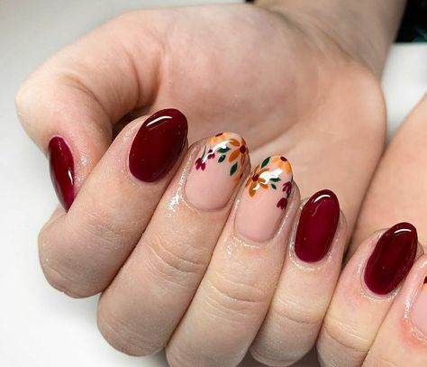 Casual Nails, Cute Gel Nails, Thanksgiving Nails, Short Acrylic Nails Designs, Nails Desing, Floral Nails, Fancy Nails, Short Acrylic Nails, Fall Nails