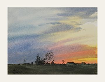 Watercolour Skies, A Sunset Painting, Watercolor Skies, Andy Evansen, Landscape Watercolour, Watercolor Clouds, Watercolor Sky, Watercolor Sunset, Watercolour Inspiration