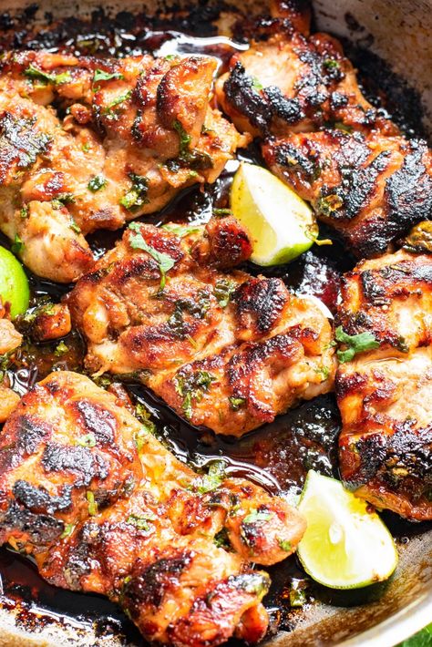 Chicken Thigh Fillet Recipes, Cilantro Lime Chicken Thighs, Chicken Thigh And Rice Recipe, Lime Chicken Thighs, Chicken Thighs Dinner, Vegetables Rice, Cilantro Recipes, Chili Lime Chicken, Honey Lime Chicken