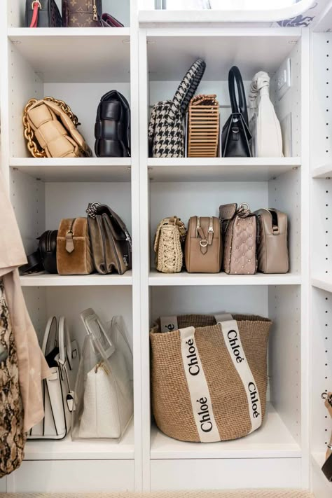 Check out these tips on how to hang purses in a closet that will maximize storage and save space. #arinsolangeathome #homedecor #DIY