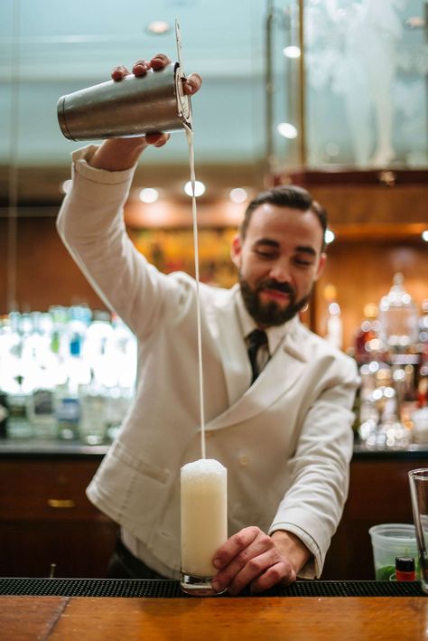 How to make a Ramos Gin Fizz from The Sazerac bar at the roosevelt hotel in New Orleans, The Taste SF Bartenders Photography, Bars In New Orleans, Strawberry Banana Milkshake, Ramos Gin Fizz, Gin Fizz Cocktail, Recipe For Teens, Best Cocktail Bars, Roosevelt Hotel, Cocktail Photography