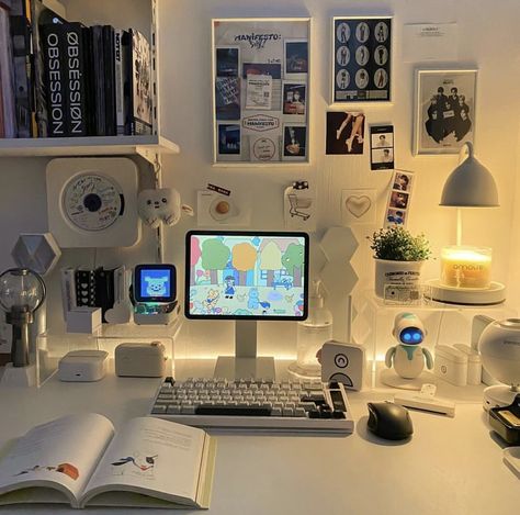 Ipad Desk Setup, Art Desk Setup, Ipad Desk, Aesthetic Setup, Laptop Setup, Cozy Desk, Cute Apartment, Ipad Aesthetic, Desk Inspiration