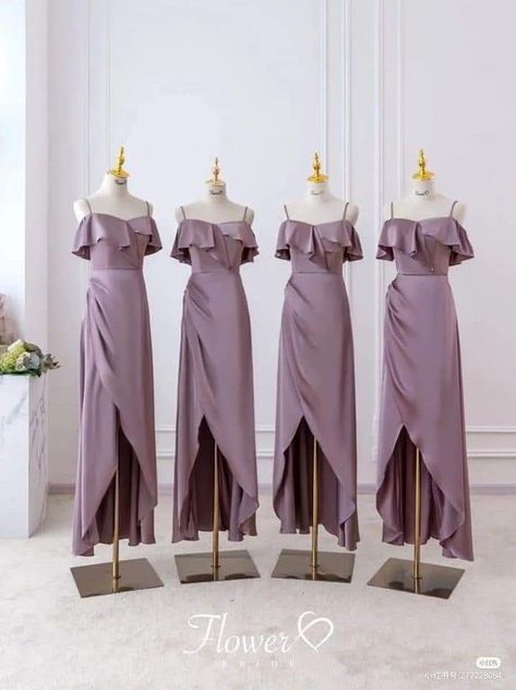 Korean Bridesmaid, Dark Outfit, Korean Wedding Dress, Dress Pesta, Casual Frocks, Fashion Design Patterns, Fashion Top Outfits, Dark Outfits, Purple Outfits