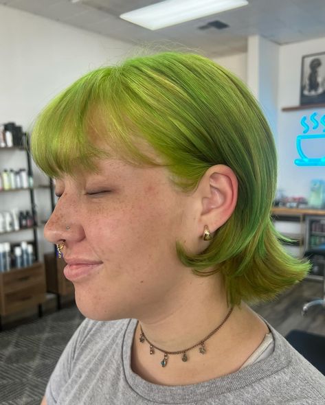 Sometimes we just need a little green bob in our lives #vivids #greenhair #green #vividhaircolor #hairgoals #hairstylist #hair #frenchbob Green Bob, Vivid Hair Color, French Bob, Green Hair, Hair Goals, Hair Stylist, Berry, Hair, Green